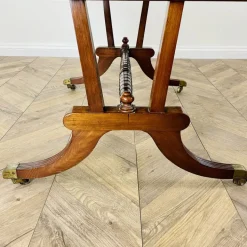 Pamono Antique English Mahogany Drop-Leaf Stretcher Table on Castors, 19th Century Discount