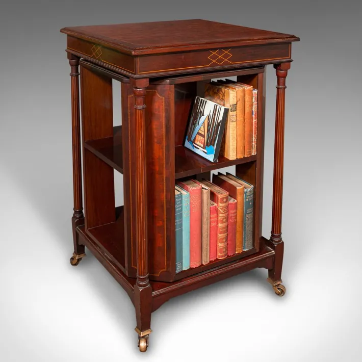 Pamono Antique English Rotary Bookcase, 1910 New