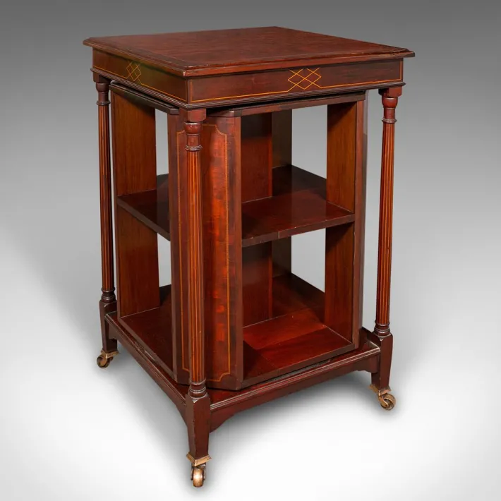 Pamono Antique English Rotary Bookcase, 1910 New
