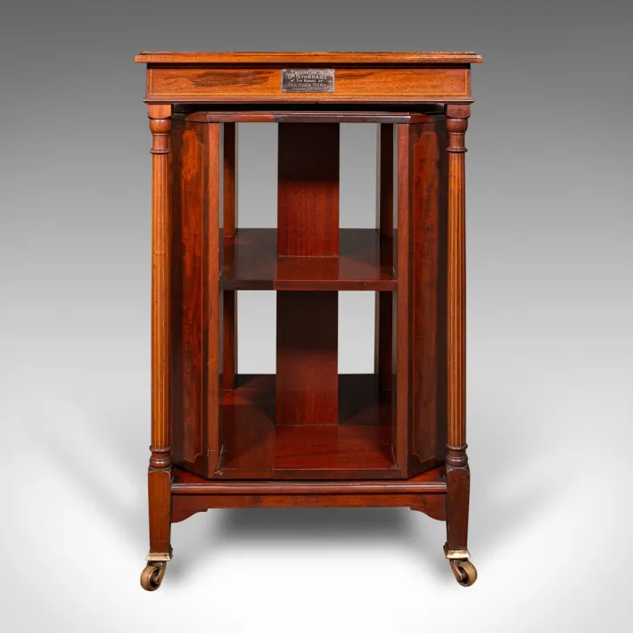 Pamono Antique English Rotary Bookcase, 1910 New