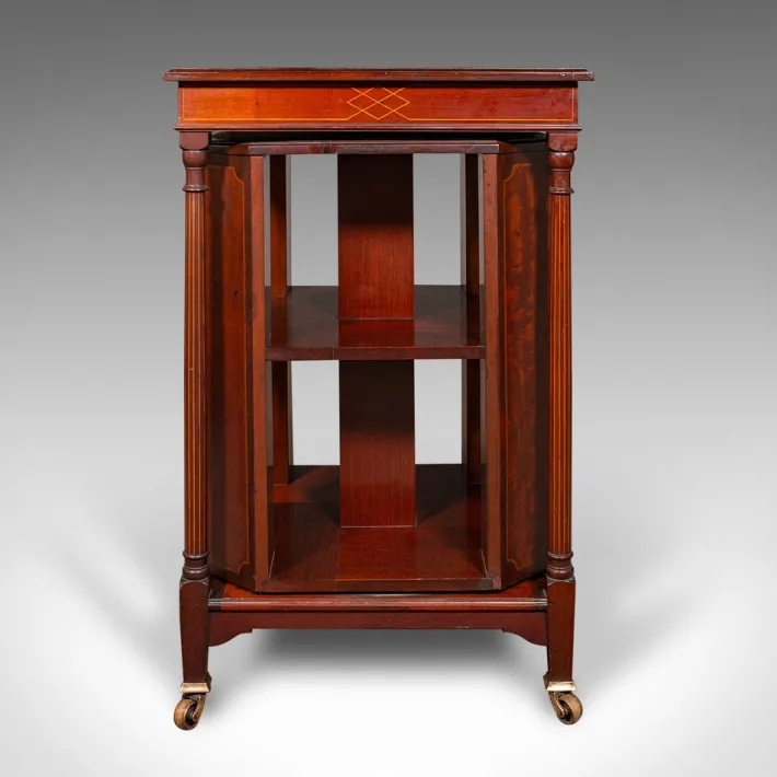 Pamono Antique English Rotary Bookcase, 1910 New