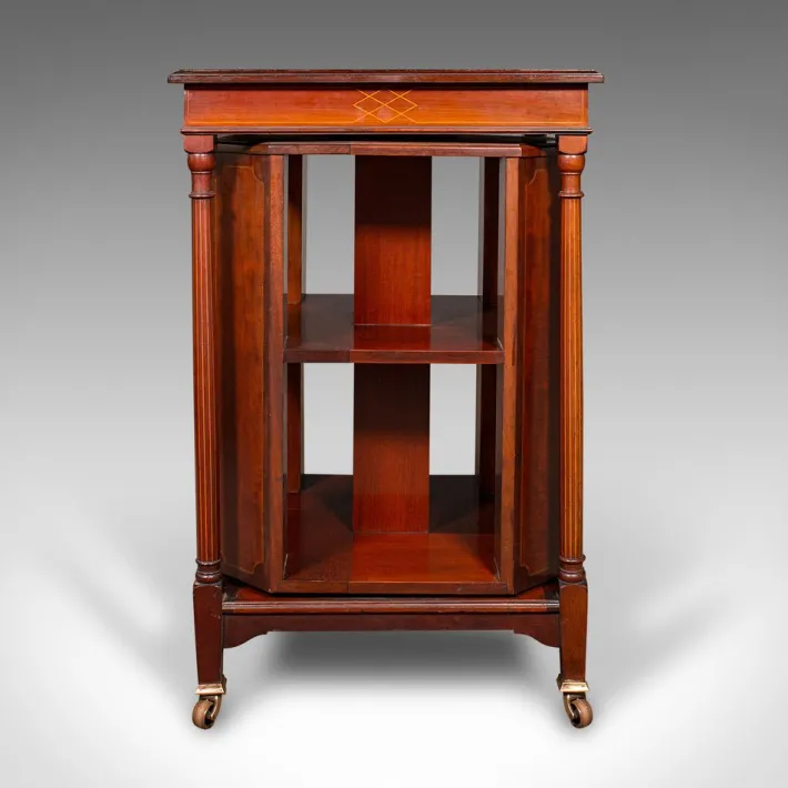 Pamono Antique English Rotary Bookcase, 1910 New