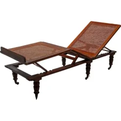 Pamono Antique Folding & Adjustable Daybed from British Campaign Furniture, London, 1870s New