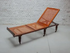 Pamono Antique Folding & Adjustable Daybed from British Campaign Furniture, London, 1870s New