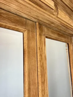 Pamono Antique French Carved Oak Wardrobe with Mirror and Drawers Clearance