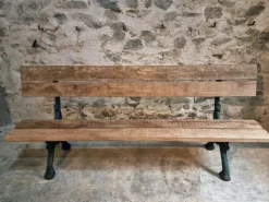 Pamono Antique French Cast Iron & Oak Park Bench in Sea Green Patina, 1890s Best