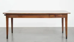 Pamono Antique French Cherry Dining Table with a Large Extendable Top and a Drawer Best