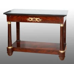 Pamono Antique French Empire Console in Mahogany Feather with Black Belgian Marble Top, 19th Century Discount