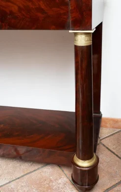Pamono Antique French Empire Console in Mahogany Feather with Black Belgian Marble Top, 19th Century Discount