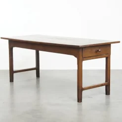Pamono Antique French Farm Chestnut Dining Table with Drawers, Early 19th Century Best