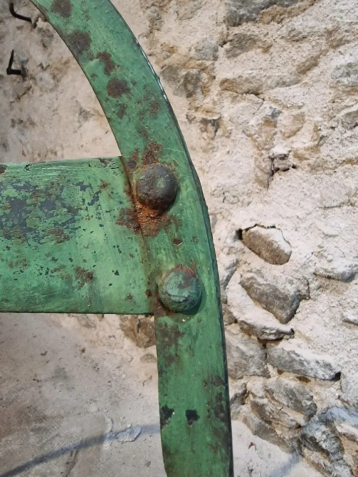 Pamono Antique French Iron Folding Garden Chairs with Aged Green Patina, 1920s, Set of 4 Outlet