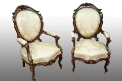 Pamono Antique French Louis Philippe Armchairs in Exotic Fine Woods, Mid-19th Century, Set of 2 Online