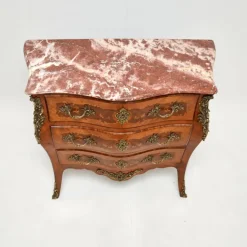 Pamono Antique French Marble Top Bombe Commode, 1890s