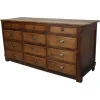 Pamono Antique French Oak and Beech Rustic Bank of Apothecary Drawers, 1910s Sale