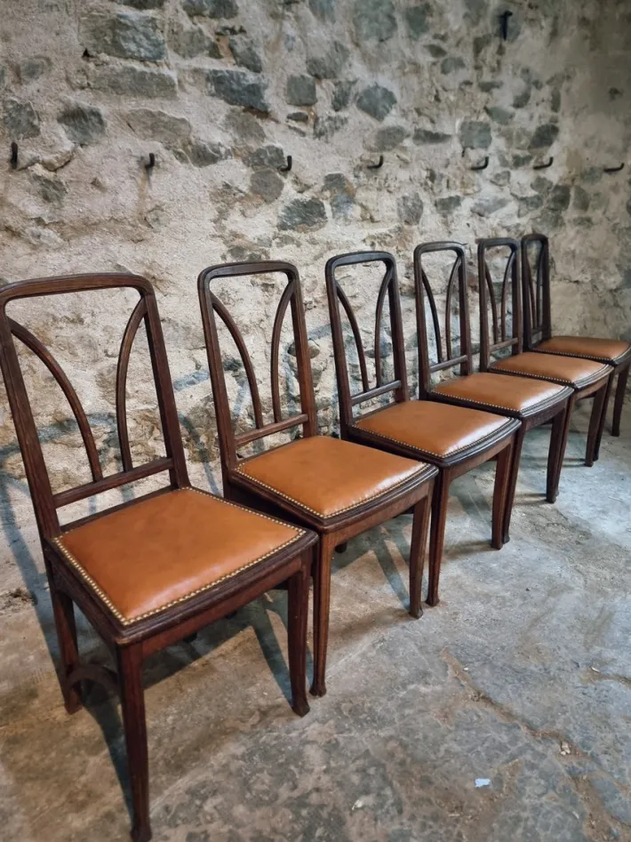 Pamono Antique French Oak Dining Chairs, 1890s, Set of 6