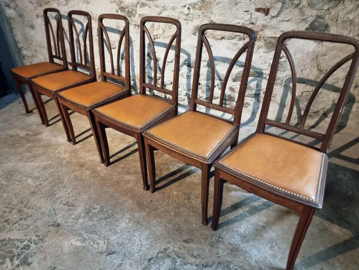 Pamono Antique French Oak Dining Chairs, 1890s, Set of 6