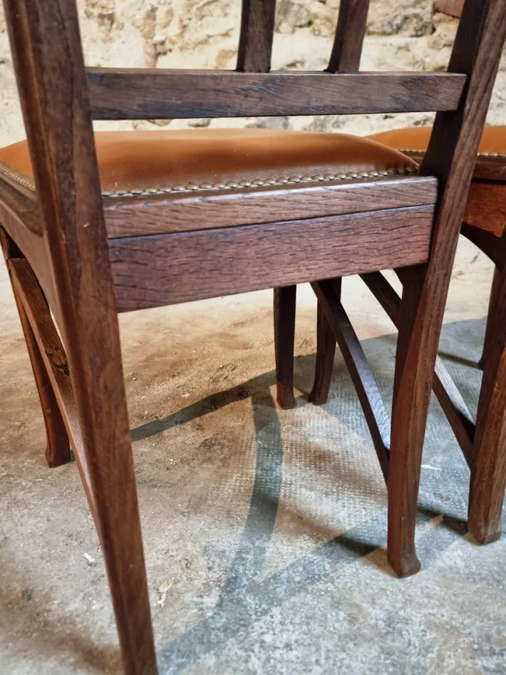 Pamono Antique French Oak Dining Chairs, 1890s, Set of 6