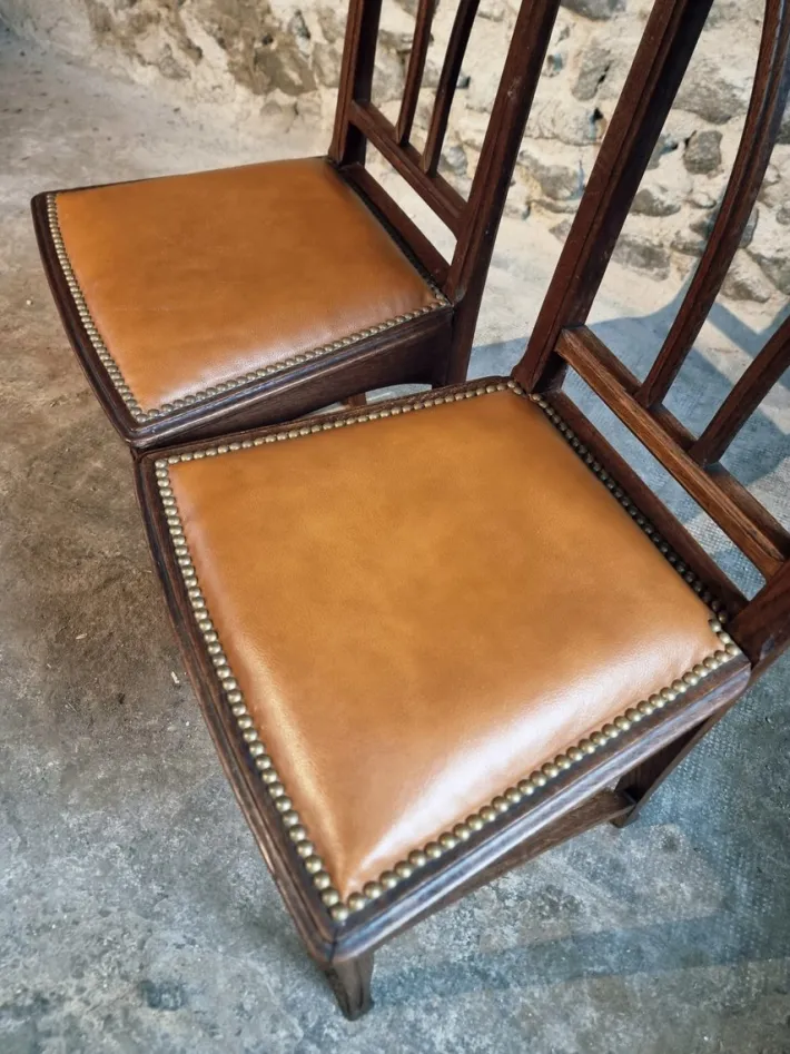 Pamono Antique French Oak Dining Chairs, 1890s, Set of 6