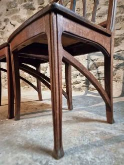 Pamono Antique French Oak Dining Chairs, 1890s, Set of 6