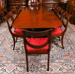 Pamono Antique George III Regency Dining Table with Chairs, 1820, Set of 11 Sale