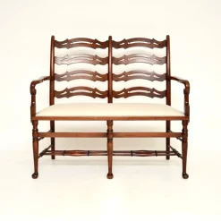 Pamono Antique Georgian Ladderback Settee, 1820s Clearance