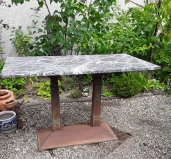 Pamono Antique German Art Nouveau Garden Table with Marble Plate, 1890s Clearance