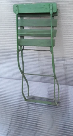 Pamono Antique German Collapsible Beer Garden Chair with Green-Painted Iron Frame, 1920s Outlet