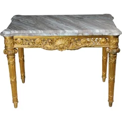 Pamono Antique Gilded Console Table with Marble, Paris. 1860s Best