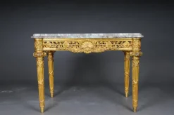Pamono Antique Gilded Console Table with Marble, Paris. 1860s Best