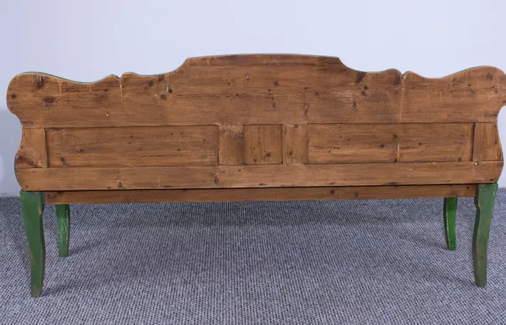 Pamono Antique Green and White Painted Pine Bench, Late 19th Century Clearance