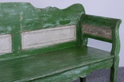 Pamono Antique Green and White Painted Pine Bench, Late 19th Century Clearance