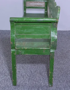 Pamono Antique Green and White Painted Pine Bench, Late 19th Century Clearance