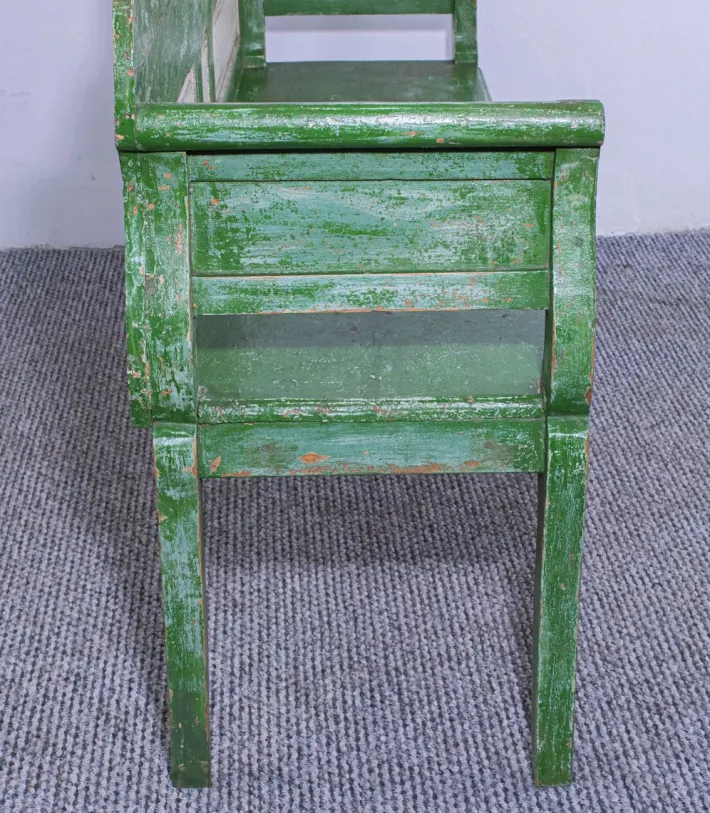 Pamono Antique Green and White Painted Pine Bench, Late 19th Century Clearance