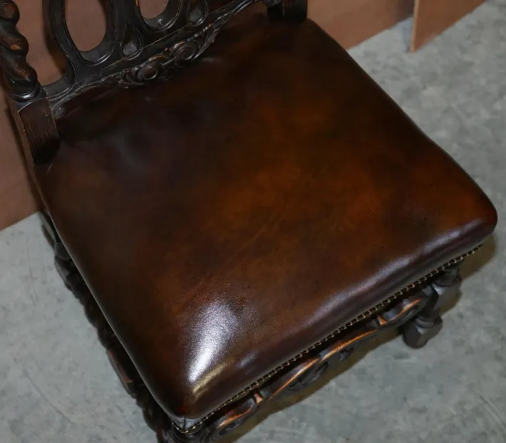 Pamono Antique Hand Carved Armorial Crest Coat of Arms Jacobean Dining Chairs, Set of 8 Best