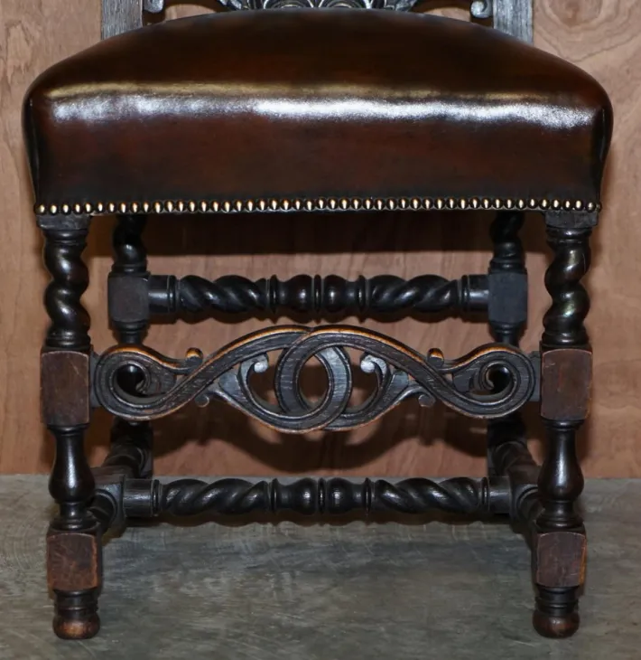 Pamono Antique Hand Carved Armorial Crest Coat of Arms Jacobean Dining Chairs, Set of 8 Best