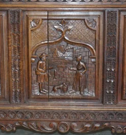 Pamono Antique Hand Carved Continental Oak Frame Bedstead Hot