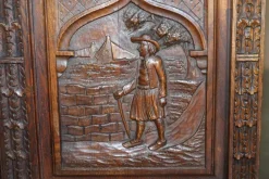 Pamono Antique Hand Carved Continental Oak Frame Bedstead Hot