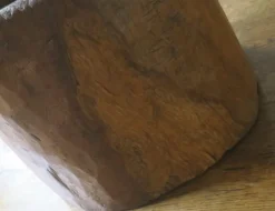 Pamono Antique Hand-Carved Mortar Coffee Table with Circular Glass Top Outlet