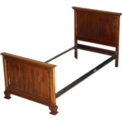 Pamono Antique Honduras Hardwood English Hand Carved with Castors Single Bed Frame