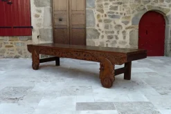 Pamono Antique Indonesian Bench in Carved Wood, 1890s New