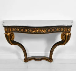Pamono Antique Italian Console Table with Gilt & Ebonised Marble Top Sale
