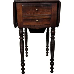 Pamono Antique Italian Walnut Drop Leaf Pembroke Console with Carved Turned Legs, 1890s Clearance