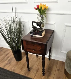 Pamono Antique Italian Walnut Drop Leaf Pembroke Console with Carved Turned Legs, 1890s Clearance