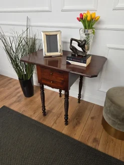 Pamono Antique Italian Walnut Drop Leaf Pembroke Console with Carved Turned Legs, 1890s Clearance