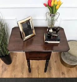 Pamono Antique Italian Walnut Drop Leaf Pembroke Console with Carved Turned Legs, 1890s Clearance