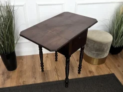 Pamono Antique Italian Walnut Drop Leaf Pembroke Console with Carved Turned Legs, 1890s Clearance