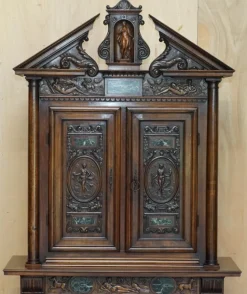 Pamono Antique Louis XIII Revival Walnut and Marble Cabinet, 1860 New