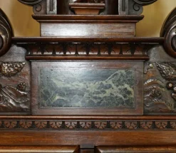 Pamono Antique Louis XIII Revival Walnut and Marble Cabinet, 1860 New