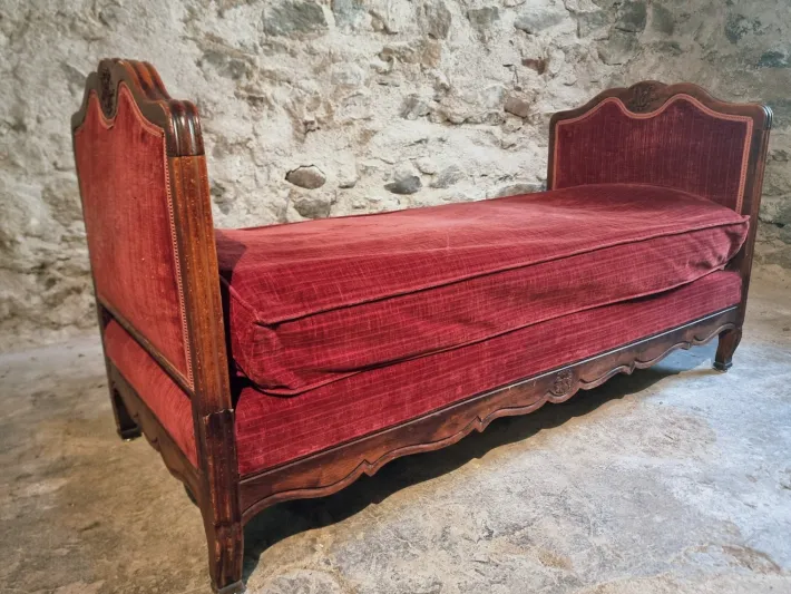 Pamono Antique Louis XV French Adjustable Beechwood Frame Daybed, 1920s