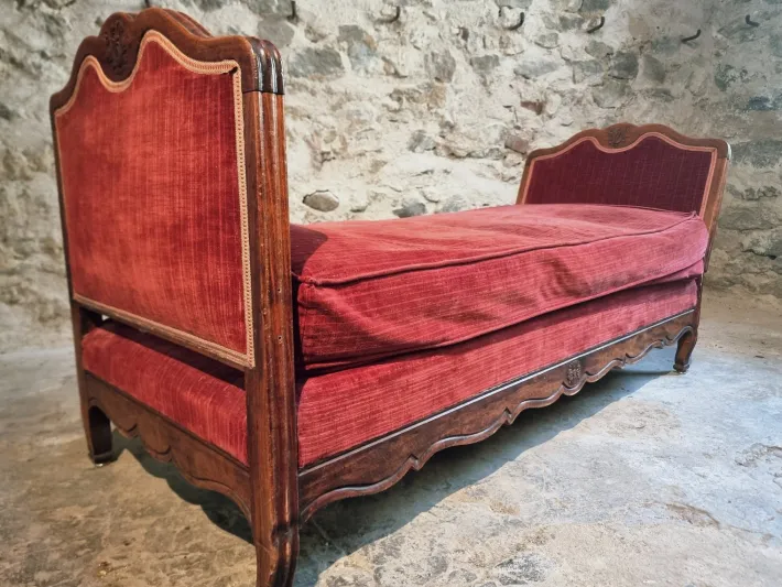 Pamono Antique Louis XV French Adjustable Beechwood Frame Daybed, 1920s